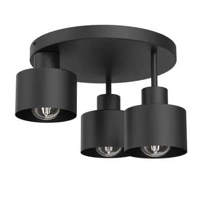 Image de Plafonnier rond noir 3 abat-jour Parkla 3xE27 15W Luminex