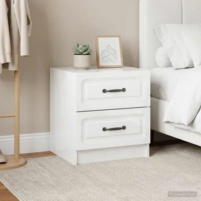 Immagine prodotto di Maison Exclusive - Comodino, set da 2 pezzi, bianco lucido, 43 x 34,5 x 44,5 cm