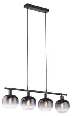 Immagine prodotto di Lampada a sospensione nera, vetro fumé, H 120 cm
