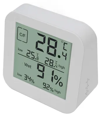 Obrázok produktu pre Teplomer, vlhkomer, časovač, obojstranný LCD dotykový displej s podsvietením, meradlo teploty a vlhkosti do kuchyne, biela