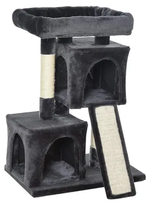 Immagine prodotto di Albero per gatti con 2 rifugi per gatti | Colore: Grigio scuro | Dimensioni: 39x59x83 cm