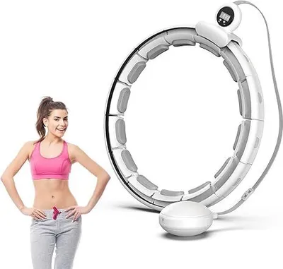 Produktbild von Verstellbarer, gewichteter Smart-Hula-Hoop mit digitalem Zähler für Erwachsene, ideal zur Gewichtsreduktion und Fitness, 20 Knöpfe, leise im Einsatz.