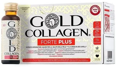 Image de GOLD COLLAGEN FORTE PLUS : 10 flacons de 50 ml, contenant 8 g de collagène