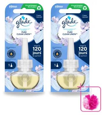 Image de 2 recharges d'huiles parfumées électriques Glade - Pure Clean Linen - Pack économique - 2 pièces