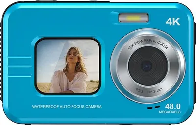 Produktbild von INF 4K Wasserdichte Digitalkamera: Dual-Display, 48MP, 16x Zoom für Outdoor & Selfies Blau
