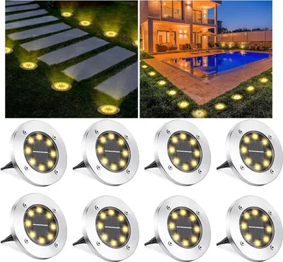 Produktbild von Rychlost 8 x LED solární lampa země zapuštěná reflektor solární zemní světlo zemní lampa venkovní 8Leds, teplá bílá