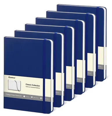 Produktbild von Notizbuch A5 liniert Hardcover 120 Blatt Marineblau mit Innentasche und Gummiband
