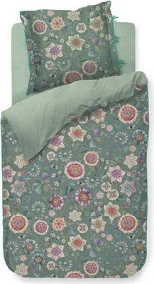 Produktbild von Pip Studio Perkal-Bettwäsche-Garnitur Viva Las Flores Farbe Green Größe 135x200+80x80 cm