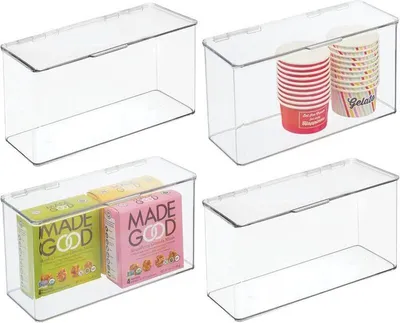 Produktbild von Organizer Vorratsdose Aufbewahrungsbox mDesign stapelbar 4er Set durchsichtig