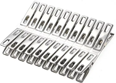 Image de lot de 20 pinces à linge en acier inoxydable [4,5cm x 1cm] | Pinces multi-usages pour linge délicat, serviettes | Pinces universelles pour corde à linge | Clips à linge | Pinces à fixation Pinces à notes
