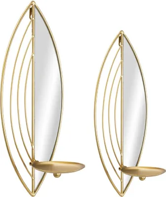 Produktbild von Mauro Ferretti Wandkerzenhalter Blatt 2er-Set Gold 41 cm & 35 cm