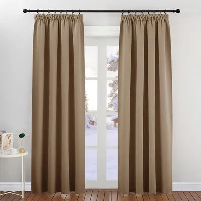 Immagine prodotto di Tende oscuranti con balza, set da 2, altezza 200 cm, larghezza 140 cm, colore cappuccino