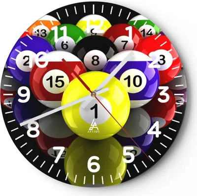 Produktbild von Wanduhr - Rund - Glasuhr - Pool Spiel Wettbewerb - 40x40cm - Schleichendes Uhrwerk - Lautlos - zum Aufhängen bereit - Dekoration Modern - Wanddekoration aus Glas - C4AR40x40-2219