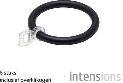 Obrázok produktu pre Unyqoos® Intensions – držiaky závesov, klasický dizajn, vhodné pre závesové tyče s priemerom 20 mm, čierna farba, 6 kusov