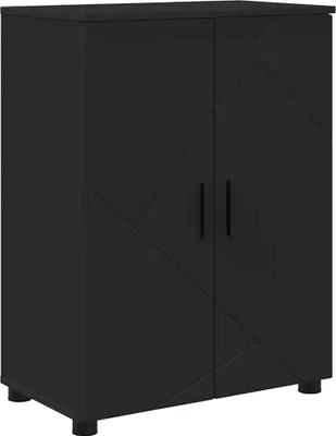 Image de Armoire de salle de bain avec rangement avec porte Noir 60 x 35 x 80 cm
