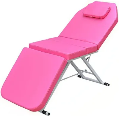 Obrázok produktu pre Kosmetické lehátko – masážny stôl – stôl na ošetrenia – profesionálne ošetrenia – skladacie, s opierkou hlavy – 182 x 60 cm – ružová farba