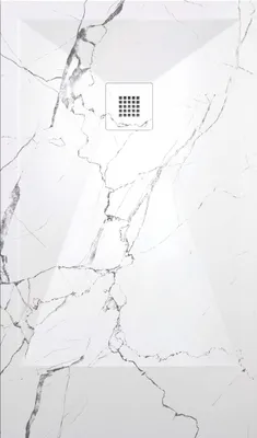 Produktbild von Mineralguss-Duschwanne extra flach DEKOR ARABESCO weißes Marmor 80x160 cm