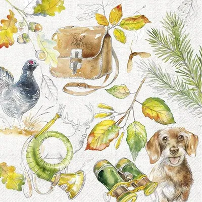 Produktbild von Servietten 33x33 cm - HUNTING light grey