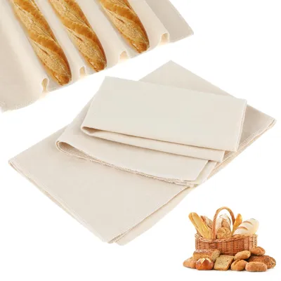 Produktbild von 2 Teigtücher aus Naturleinen, Backtücher, Leinentücher zum Brotbacken, Gärtücher für Brot, Bäckerleinen für die Teigzubereitung, 48 x 36 cm, Brotbackzubehör, großes Backleinen, Leinen-Teigtuch