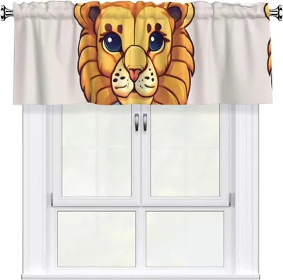 Produktbild von Fenstervolant mit kleinem Löwenmotiv, 137,2 x 45,7 cm, einfach anzubringen, für Küchen, Schlafzimmer und weitere Räume