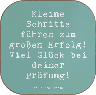 Produktbild von Mr. & Mrs. Panda Untersetzer für Gläser Spruch Prüfungen bestehen - Meeresbrise - Geschenk, gläseruntersetzer, Vertrauem, Motivation, Erfolg, positive Energie, Coaster