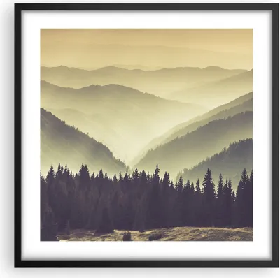 Produktbild von Gerahmtes Poster - Schwarzer Rahmen - Berge Wald Natur - 50x50 cm - Wand Bild - Wanddeko - Wandbilder - Kunstposter - Wandposter - Bilderrahmen - Bilder - Kunstdruck - Wandbild - P2BAC50x50-3820