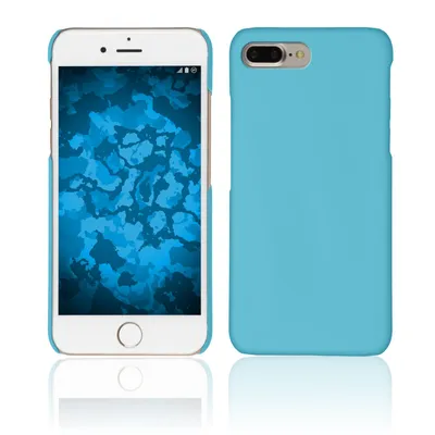 Produktbild von PhoneNatic Case kompatibel mit Apple iPhone 7 Plus / 8 Plus - Hülle hellblau gummiert Hard-case + 2 Schutzfolien