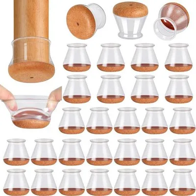 Produktbild von Famanu Schutzdoppen für Stuhlbeine mit Filzgleitern - Set von 32 Stück