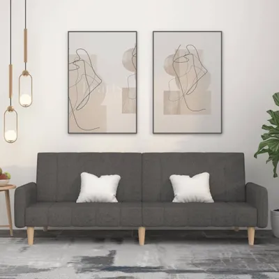Immagine prodotto di Divano letto 2 posti, colore grigio scuro, rivestito in tessuto