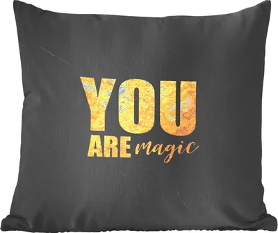Produktbild von MuchoWow® Zierkissen Sofakissen Wohnzimmer Dekokissen 50x50 cm Zitate - Magie - Gold - Marmor - Komfort - Sofakissen