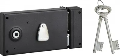 Zdjęcie produktu dla Zamek poziomy, czarna żywica epoksydowa, 4 rowki 140x82 mm THIRARD z zamkiem bębenkowym C6 - prawy - 000113
