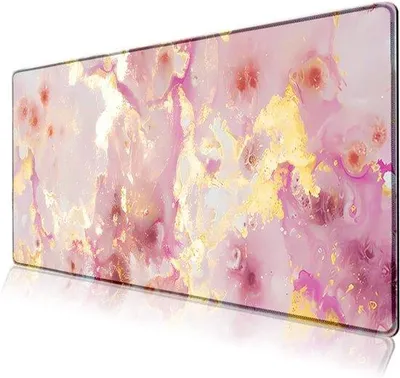 Productafbeelding van Bureauonderlegger Muismat Gaming XXL 900x400mm Roze - Antislip Bureaukleed Kantooraccessoire - Gaming Muismat met Gestreepte Afwerking