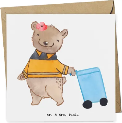 Produktbild von Mr. & Mrs. Panda Klappkarte Fachkraft - Kreislauf- und Abfallwirtschaft Herz - Weiß - Geschenk, faltkarte, Müllwerker, Müllfahrer, Grußkarte, Müllmann, doppelkarte