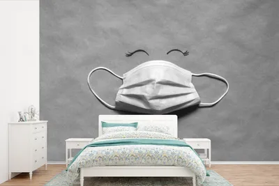Produktbild von MuchoWow® Fototapete für Wohnzimmer oder Schlafzimmer Wandtapete Vinyl Motivtapete Flachlegemaske - schwarz und weiß - 525x350 cm - Das Hintergrundbild