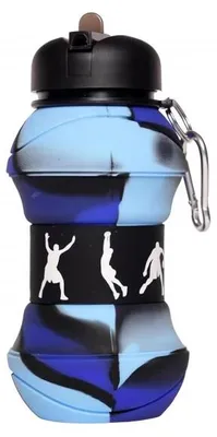 Produktbild von Verk 14599 Faltbare Sportflasche mit Karabinerhaken, 200–550 ml, blau