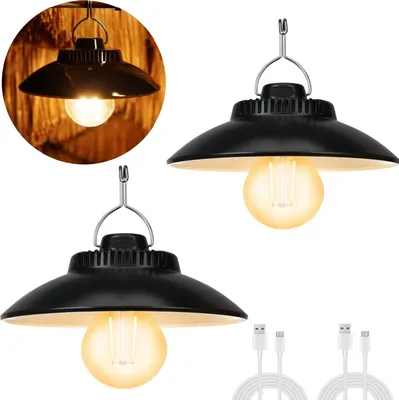 Produktbild von 2X Campinglampe wiederaufladbar, Retro-Campinglaterne, LED-Campingleuchte, LED-Campinglaterne, Zeltlampe für Camping