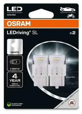 Image de 2 Ampoules LAMPE LED LEDriving SL W21W White 6000K ECO PACKAGING Osram 7505DWP-2BL