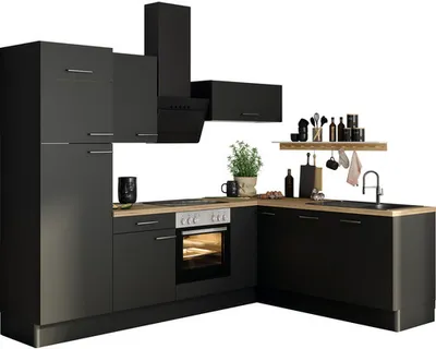 Produktbild von Optifit Winkelküche ohne Geräte Ingvar420 270 cm anthrazit matt zerlegt Variante links KCIN 2720LOE-8+