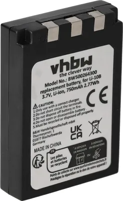Produktbild von vhbw Akku Ersatz für Olympus Li-10B, Li-12B für Kamera (750 mAh, 3,7 V, Li-Ion)