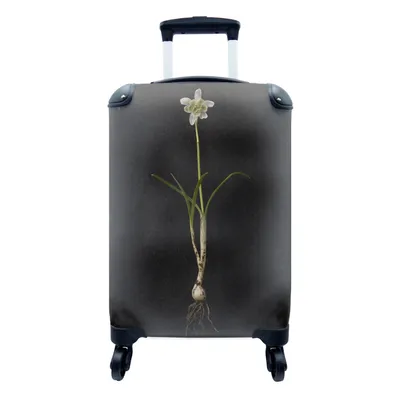 Produktbild von MuchoWow® Koffer Handgepäck Trolley Rollkoffer Kleine Reisekoffer mit 4 Rollen - Eine ganze Schneeflocke auf schwarzem Hintergrund - Cabin Size < 55x40x23 cm & 55x40x20 cm - Fotokoffer - Kabinenkoffer - Boardgepäck - Reise-Box - Reisekoffer - Reisegepäck - Koffer mit Bild - Trolley für Kinder