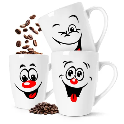 Produktbild von Teeglas Kaffeetassen Set 3er, Kaffeebecher 300ml aus keramik mit Henkel ideal für Kaffee, Tee, Milch, Schokolade