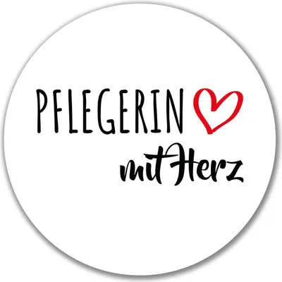 Produktbild von Huuraa Aufkleber Pflegerin mit Herz 10cm rund Sticker Geschenkidee