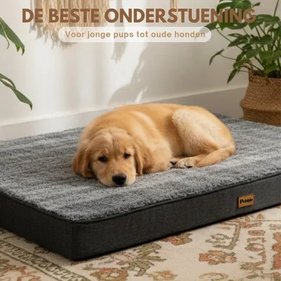 Produktbild von Pebble Orthopädische Hundematte 100 x 75 cm – Hundematratze mit Memory-Schaum, abnehmbarer Bezug, waschbar, Grau (XL)