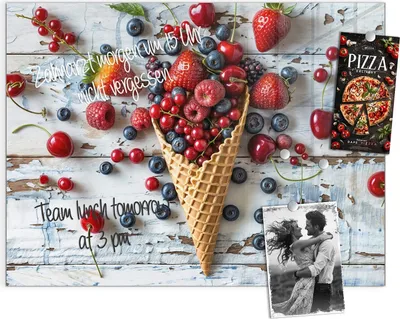 Produktbild von Magnettafel 120x90cm Pinnwand Whiteboard beschreibbar - Früchte Eiscreme