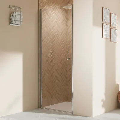 Produktbild von Duschtür in Nische mit Drehtür BREUER Elana 2.0 100 x 200 cm Profil rund chrom Klarglas Türanschlag links