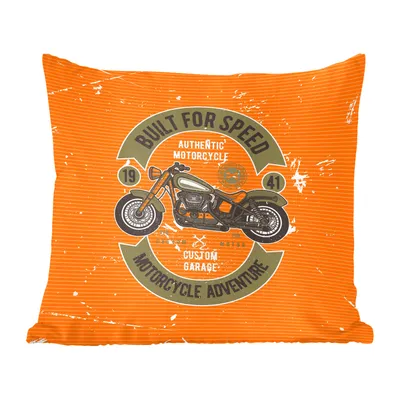 Obrázek produktu pro MuchoWow® Dekorační polštář Polštář na pohovku Dekorační polštář do obývacího pokoje 45x45 Vintage - Motocykl - Oranžová