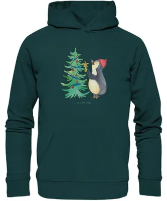 Produktbild von Mr. & Mrs. Panda Bedruckter Hoodie Pinguin Weihnachtsbaum Größe L - Lime Green - Geschenk, Pullover, Kapuzenpulli, Kapuzenpullover, Weihnachten, Pulli, Winter, Sweatshirt