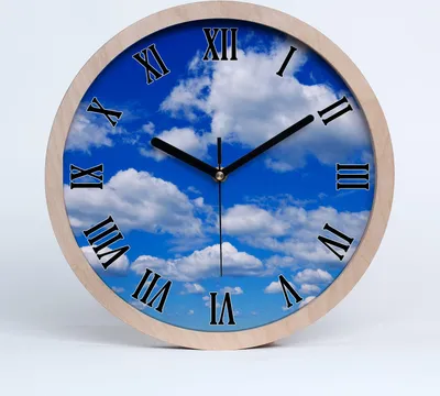 Produktbild von Holzuhr 25fi cm wanduhr - schwarze Spitzen - Wolken im Himmel