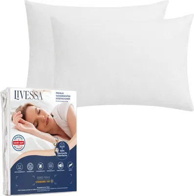 Produktbild von Kissenschoner mit Reißverschluss 2er Set 80x80 cm - Wasserdichter Kissenbezug- %100 Baumwolle Oberfläche- Mikrofaser