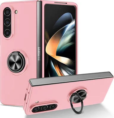 Produktbild von Galaxy Z Fold5 Hülle, Dünn Hart PC Schutzhülle mit Ringhalter Ständer für Samsung Galaxy Z Fold 5 Pink